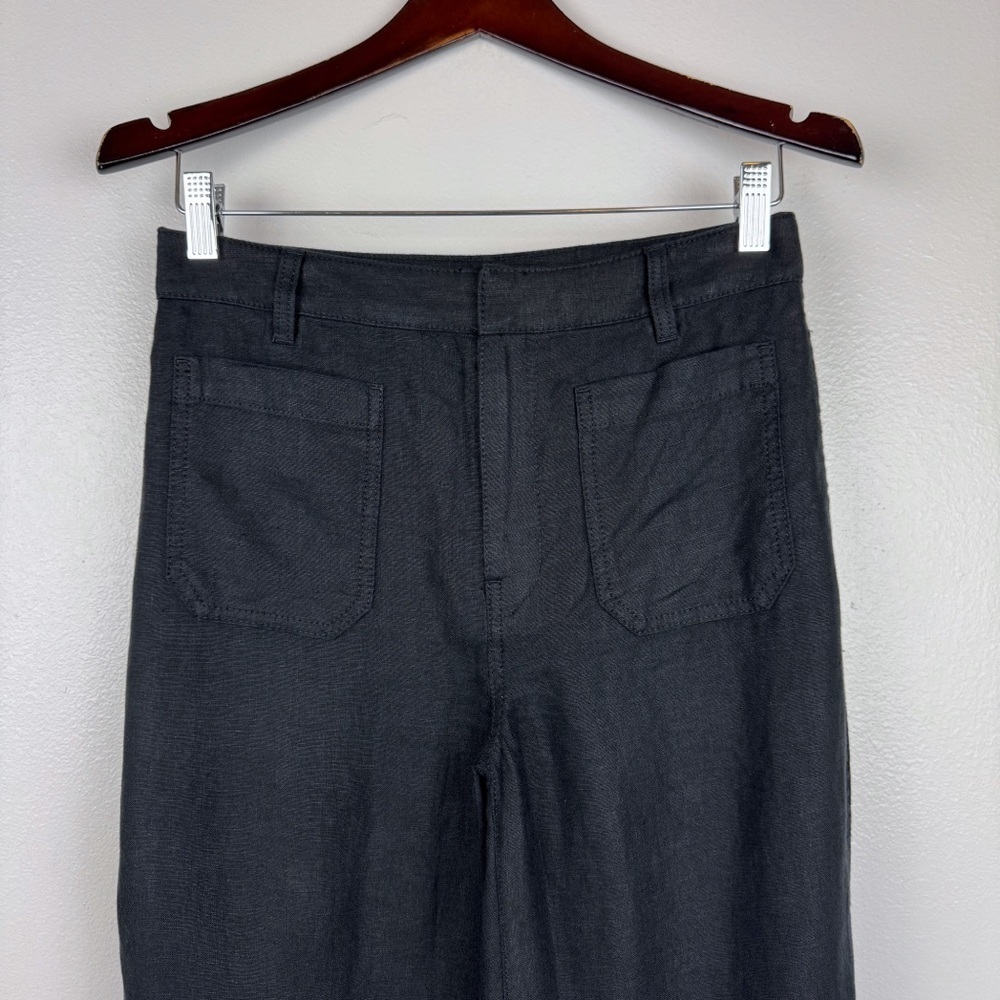 Madewell Patch Pocket Flare Pants 100% Linen Black Size 0/XS NWT - Picture 5 of 10